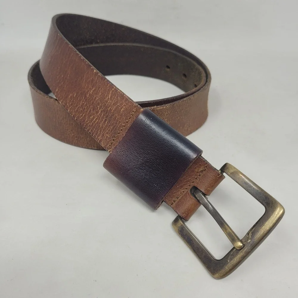 Brown Leather Belt 36 Brown Distressed Rugged Utility Two Tone Rustic Heritage